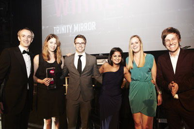 Trinity Mirror Ad Ops team collecting 2012 AOP award.