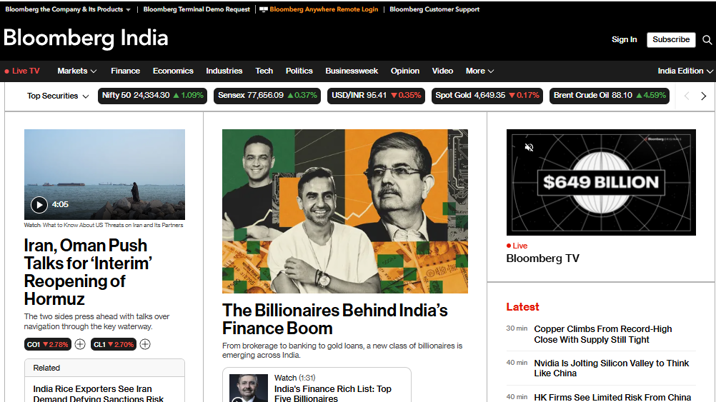 Bloomberg Media launches Bloomberg India